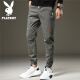 Playboy (PLAYBOY) overalls men's pants men's autumn and winter casual pants men's loose and trendy small feet men's leggings military green XL