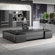 Boss desk and chair combination, high-end office, simple and modern, president computer desk, large board table, manager desk, executive desk, ebony wood + iron gray, 2.6m desk and chair + 2.8m bookcase