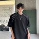 
QGF high street wind high gram heavy shoulder pad trendy brand short-sleeved T-shirt for men and women summer couple loose T-shirt simple half-sleeved top DSA070-CD1049 white XL [recommended 120-135Jin [Jin equals 0.5 kg]]