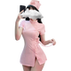 Feimu Girl Sexy traje de juego interpretando el uniforme femenino tentando la perspectiva de hendidura delgada Mujeres 7027 Set blanco de 3 piezas de tamaño blanco con hat-dress-t
