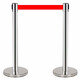Barrier rod isolation cordon warning column isolation belt telescopic belt stainless steel railing queue guardrail fence 3 meters line brilliant silver [Double upgrade - more durable]