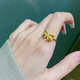 BXE Gold 9999 Bow Ring Fugitive Princess Live Ring Holiday Gift for Girlfriend or Wife Gold Bow Ring 1.56g