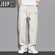JEEP's new autumn and winter straight-leg casual sweatpants men's loose and drapey velvet striped sports wide-leg long trousers plus velvet dark black thickened 2XL