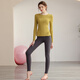 Sporn Yoga Wear Women's Long Sleeve Autumn and Winter Sports Suit with Breast Pad for Fat MM Fitness Clothes Loose Large Size Pilates Fitness Clothes Pickle Green Top (with Breast Pad) + Iron Gray Trousers XL 120-140Jin Jin is equal to 0.5 kg