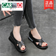 Cartelo Krokodilkeilsandalen für Frauen, die echte Leder -Dicke Sohle 2025 Sommer neu vielseitiger Fisch Mund Schwamm Kuchen -Sohle und Heeled Damenschuhe von Weiß 39