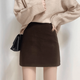 Hui Shihui Autumn Skirt Women's New 2025 Woolen Short Skirt Hip-covering Skirt High Waist A-Line Skirt Half Skirt Suit Skirt Small Woolen Short Skirt Coffee Color Including Lining M Recommended 100-110Jin Jin is equal to 0.5 kg