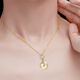 Haitong South Sea gold bead pendant 18K gold holder gold leaf seawater pearl necklace single round golden clavicle chain for women 12-13mm almost flawless