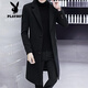 Playboy (PLAYBOY) men's windbreaker new autumn and winter woolen coat men's Korean style trendy cotton thickened youth woolen coat men 988 black XL XL (recommended 125-140Jin Jin equals 0.5 kg)