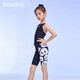ZOKE children's swimsuit 2025 new one-piece five-point swimsuit for children and girls professional training girls conservative swimwear women's swimsuit swim cap 5882+622603214-2 150 Recommended height 130-140cm weight 46-60Jin Jin equals 0.5 kg