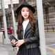 Yomei plus velvet thickened new pu small leather jacket for women for women 2021 spring and autumn clothing Korean version slim fit motorcycle leather aunt black L
