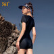 361 Badeanzug Frauensport einteilige flache Ecke Konservative kleine Brüste, die den Bauch bedecken, damit sie schlank und sexy große koreanische heiße Quelle Badeanzug 1050 schwarz grau 2xl Höhe 165-175/Gewicht 60-65 kg