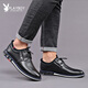 Playboy men's shoes 2024 spring and autumn new style men's business casual leather shoes men's height-enhancing breathable casual shoes versatile fashion shoes 9858 black 41