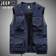 
JEEP SPIRIT Jeep Workwear Vest Men's Spring and Summer New Loose Photography Vest Outdoor Sports Fishing Multi-Pocket Jacket 8818 Khaki 2XL