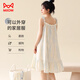 
Cat men women's pajamas nightgown women summer pure cotton French suspenders sweet sexy loose slim home clothes beige L