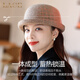 蓝诗梦戴渔夫帽子女士秋冬季羊毛盆帽时尚圆顶礼帽保暖卷边毛呢百搭大头围 咖啡色 均码适合55-58cm