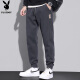 PLAYBOY (PLAYBOY) Pantalones casuales Primavera y verano 2025 Pantalones de pantalones Holentes sueltos Pantalones de moda gris oscuro XL