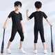 
Children's tights training suit men's running sports short-sleeved suit basketball football quick-drying clothes cropped pants fitness suit YIPAI Yipai all black suit S size (height 160, weight 80 Jin [Jin equals about 0.5 kg])