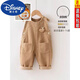 Disney baby overalls autumn and winter plus velvet infant jumpsuit 0 to 3 years old children's casual cute baby corduroy pants khaki (spring and autumn) 90