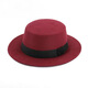 Orange Tart Retro British Style Black Ribbon Flat Top Hat Hepburn Gentleman Jazz Hat Flat Brim Woolen Wide Brim Men's and Women's Hat Flat Top Black One Size
