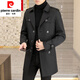 Pierre Cardin light luxury mid-length windbreaker men's coat autumn and winter 2026 new double-breasted high-end jacket men's coat 2158 black 190