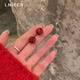 Lnieer Ancora red temperament geometric square earrings for women, high-end simple earrings, autumn and winter fashion earrings 925 silver needles, Ancora red square earrings, S925 silver needles
