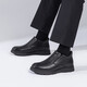 Kangnai men's toe-layer cowhide winter warm plus velvet high-top leather shoes men's business casual shoes black 42