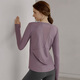 Victoria Traveler Yoga Wear Women's Loose Long-Sleeved Sports Top Breathable Running Fitness Wear Pilates Training Wear Mesh Purple M
