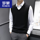 Romon Mode Herren Strickweste Herbst und Winter Ärmel und Slim Slim Weste Basis Shirt V-Ausschnitt Thread Sxzfs-14126 Dunkelblau M.