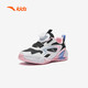 Zapatillas para niñas de anta para niños 2024 botón de mando de cuero de malla de otoño e invierno de otoño e invierno más zapatos de algodón de terciopelo [para niños regulares] negro/blanco/azul/rosa 9904-1 tamaño 30