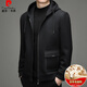 Pierre Cardin men's short autumn and winter thickened double-sided woolen jacket hooded jacket casual knitted 2101 black 185