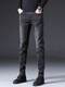 cerejeira luxury men's clothing international first-line brand winter plus velvet jeans men Korean style slim elastic casual pants men 1048 black 36