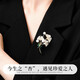 Huaying (HUAYING) light luxury high-end brooch women's corsage suit jacket brooch jewelry anniversary birthday gift for girlfriend and wife brilliant zircon pearl almond leaf brooch