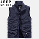 JEEP SPIRIT户外马甲男春秋新款工装多口袋背心夏季轻薄休闲立领摄影外套 7009灰色两面穿  加绒 2XL