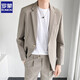 ROMON casual suit suit for men, loose and versatile jacket, high-end Korean version, light business formal wear, handsome little suit for men, two-piece suit, gray blue suit + trousers, XL size