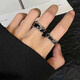 Meng Keduo black rhinestone drip glaze open ring niche design index finger ring couple ring fashion personalized ring men's trendy trendy personalized ring 2 pack