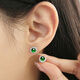 Zimuli S925 silver inlaid A-quality jade earrings, ice emperor green jade earrings, gift for girlfriend, round style