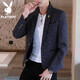 Playboy suit men's autumn and winter casual men's single Western Korean version slim fashion youth small suit j plus velvet jacket men's trendy K03 black regular style 2XL135-150Jin Jin is equal to 0.5 kg wear