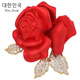 Coriander red rose brooch for women, light luxury, temperament corsage, suit sweater pin, trendy holiday gift, red lily 004 A11-202