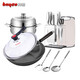 Baige stainless steel pot set, fine iron wok, steamer, soup pot, household kitchen spatula, full set of cutting board and knife set, classic combination 14-piece set