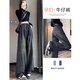 Ershanji Entbindungshose im Frühjahr und Herbst, Jeans, gerade Hose mit breitem Bein, lose Mutterschaftsoutfits beiläufig, schlanker und schlaffender, großer Zementgrau (115-135jin [Jin gleich 0,5 kg]))