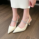 
Muni temperament sandals with skirt white high heels for women 2025 women's shoes summer French rhinestone pointed toe thin heel shoes off white 8CM [size 36]