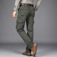 Pantalones casuales de otoño e invierno de marca para hombres para ropa de trabajo para hombres Puertos de algodón puro pantalones de bolsillo múltiples rectos