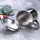 Dimax 304 stainless steel water cup, tea cup, children's kindergarten mouth cup with handle, mouthwash cup, drinking water milk cup, office cup, 9cm (with lid)
