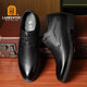 老人头（LAORENTOU）皮鞋男士头层牛皮鞋商务休闲正装鞋小码隐形内增高鞋 130362 黑40