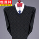 Hengyuanxiang Hühnchen Herzkragen Pullover Männer mittleren Alters und ältere Plaid-Diamant V-Ausschnitt Strickjacke mit großer Größe Lose Daddy Anzug Herrenkleidung Grau 6629 XL 180/92A155-170jin [Jin gleich 0,5 kg]