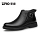 零度尚品Zero马丁靴男2025秋冬新款加绒保暖棉鞋男士英伦风商务休闲真皮靴 黑色【加绒】 41