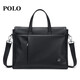 POLO briefcase soft leather men's business handbag 16-inch computer bag horizontal shoulder file bag birthday gift