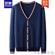 
ROMON brand high-end spring and autumn wool knitted cardigan for men's contrasting sweater jacket loose youth knitted large size new product blue L
