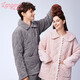 Landroli Couple's Wear, Home Clothes Upper and Lower Sets, Protective Warm Clothes, Men's and Women's Coral Fleece Pajamas, Autumn and Winter, Apricot Pink, Women's M (160) Women's