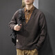 Lexinchao winter trendy brand retro V-neck cardigan sweater men loose large size American heavy casual knitted sweater jacket dark brown M[100-130Jin[Jin equals 0.5 kg]]